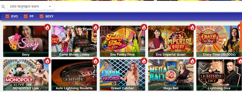 Jaya9 live casino lobby with Evolution, Pragmatic Play Live and Sexy tables