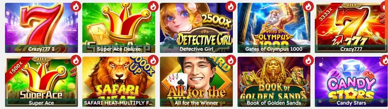 JILI slots in the Jaya9 lobby: Crazy777, Super Ace, Super Ace Deluxe and more