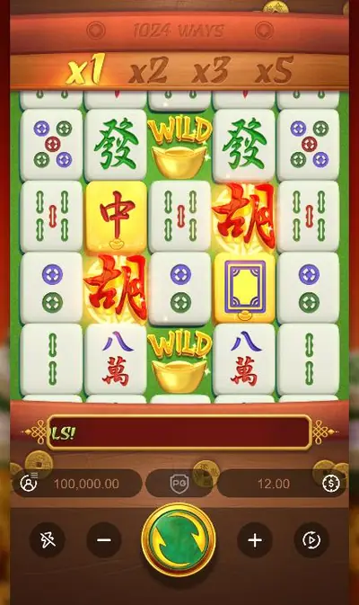 Mahjong Ways demo reels with the x1 to x5 multiplier ladder