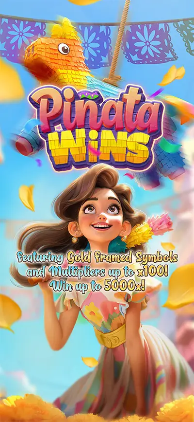 Pinata Wins reels with gold-framed symbols and multipliers